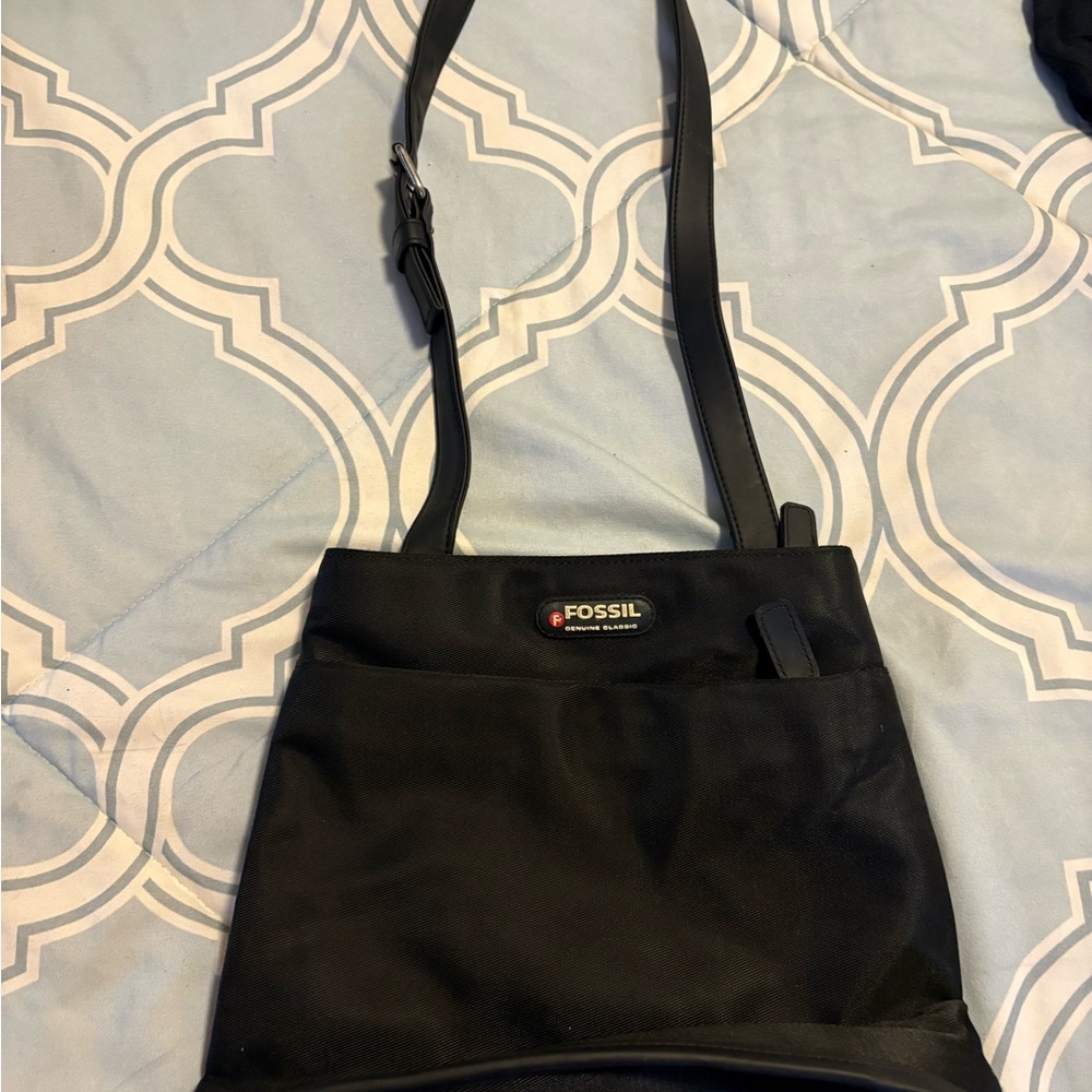 Fossil Black Shoulder Bag with Adjustable Strap